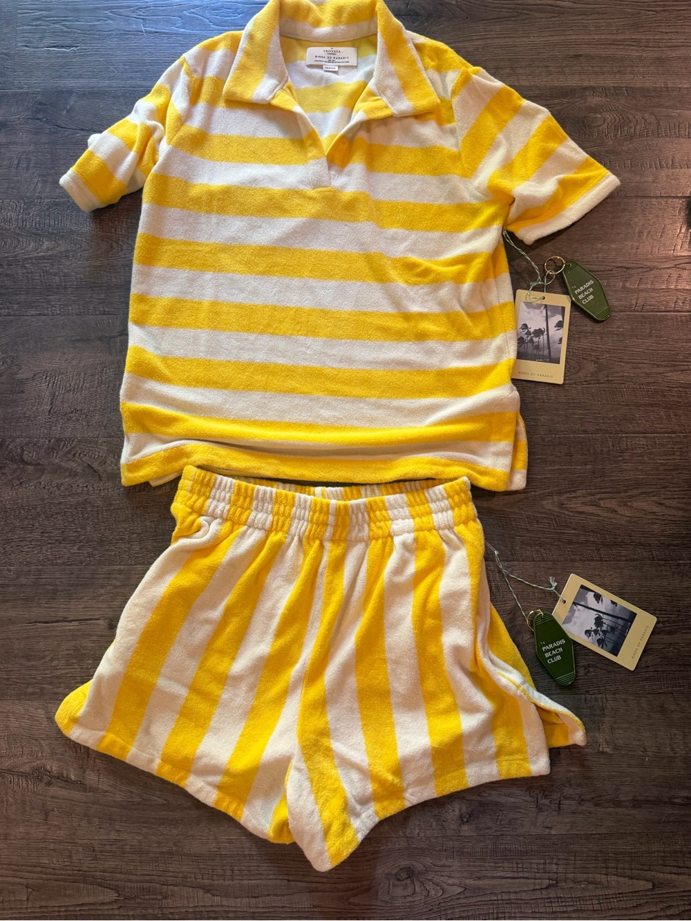 Trovata Yellow & White Striped Terry Polo Set NWT